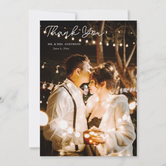 黄エレガント色フローラ結婚の写真 サンキューカード (正面)