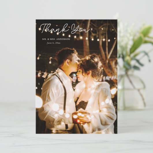 黄エレガント色フローラ結婚の写真 サンキューカード (スタンド正面)