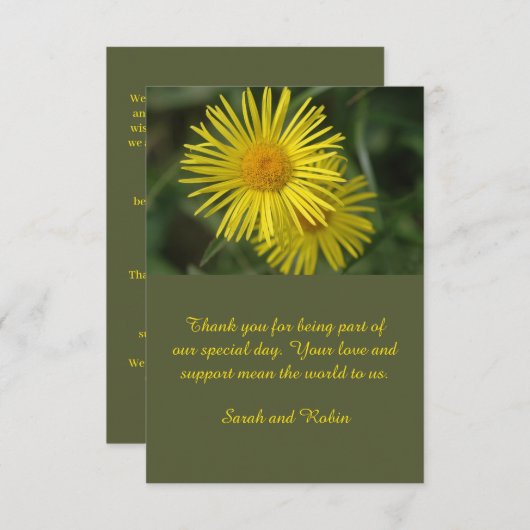 黄エレガント色フローラ結婚サンキューカード サンキューカード (正面/裏面)
