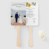 黄エレガント色フローラ結婚式 プログラム（写真あり） ハンドファン (正面&裏面)