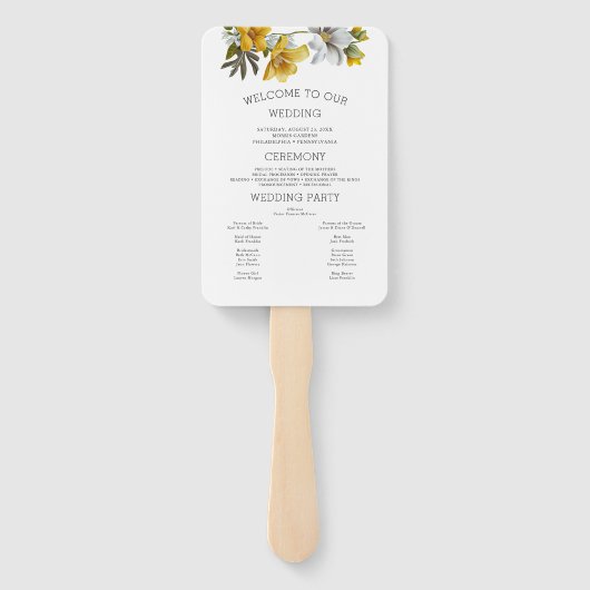 黄エレガント色フローラ結婚式 プログラム（写真あり） ハンドファン (裏面)