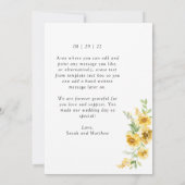 黄エレガント色フローラ、写真結婚のフラット サンキューカード (裏面)