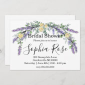 黄エレガント色ローズラベンダーブライダルシャワー 招待状 (正面/裏面)