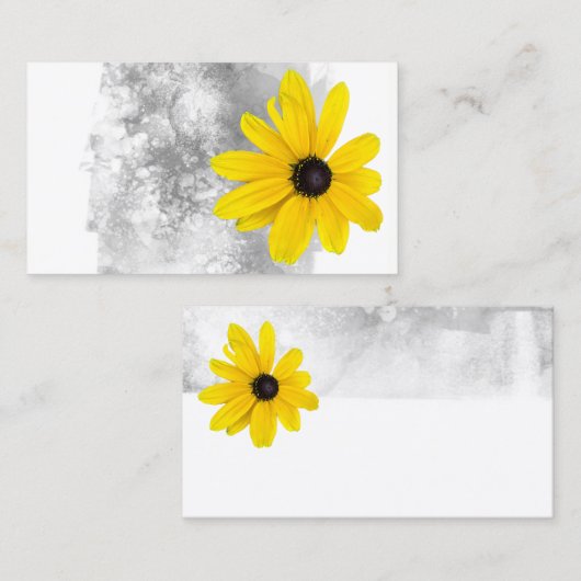 黄エレガント色花の淡水色 名刺 (正面/裏面)