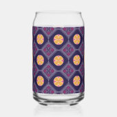 黄エレガント色花柄の紫織物 ガラス缶 (右)