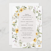 黄エレガント色野花緑結婚枠I 招待状 (正面/裏面)