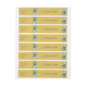 黄エレガント色金ゴールドネイビー&ホワイトローズ ラップアラウンド宛名ラベル (シート)