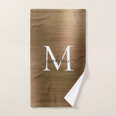 黄エレガント色金ゴールドブラシ仕上げ金属モノグラムスクリプト バスタオルセット (ハンドタオル)