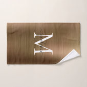 黄エレガント色金ゴールドブラシ仕上げ金属モノグラムスクリプト バスタオルセット (ハンドタオル)