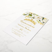黄エレガント色金ゴールドホワイトキンセアニェラ 箔招待状 (回転した状態)