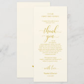 黄エレガント色金ゴールド、配置設定サンキューカード プログラム (正面/裏面)