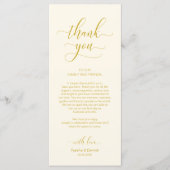 黄エレガント色金ゴールド、配置設定サンキューカード プログラム (正面)