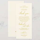 黄エレガント色金ゴールド、配置設定サンキューカード プログラム (正面/裏面)