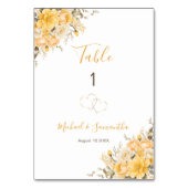 黄エレガント色・アイボリーバラ結婚徴候 テーブルナンバー (裏面)