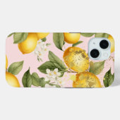 黄エレガント色、パステルピンクと金ゴールドレモンフルーツ Case-Mate iPhoneケース (裏面 (横))