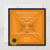 黄エレガント花黒60歳の誕生日パーティー 招待状 (裏面)