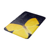 黄エレガント蝶ブラックダマスク追加の名前こうもり バスマット (アングル)