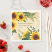 黄エレガント褐色ひまわり婚約パーティ スタンダードランチョンナプキン (インサイチュ)