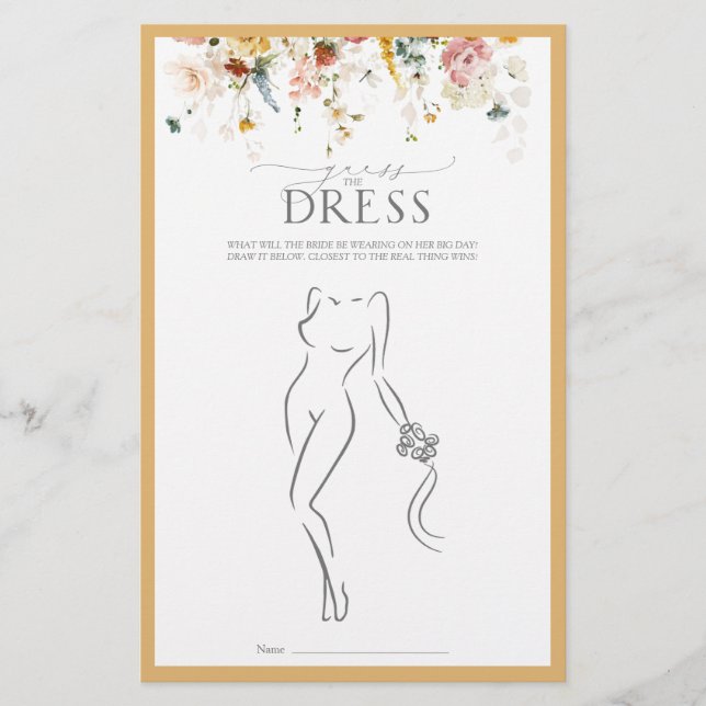 黄エレガント野花ブライダルシャワーゲーム (正面)