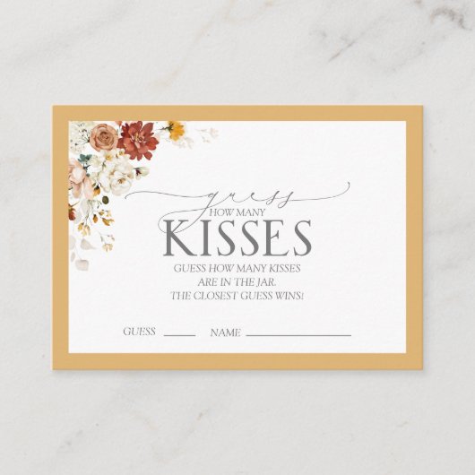 黄エレガント野花ブライダルシャワーゲーム エンクロージャーカード (正面)
