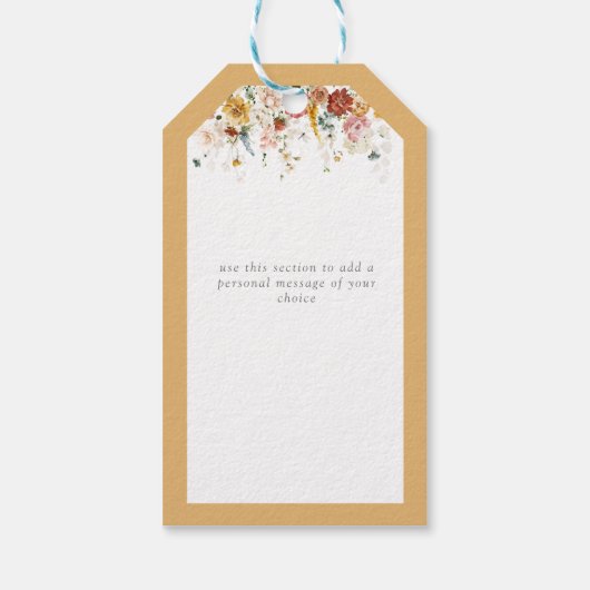 黄エレガント野花ブライダルシャワー ギフトタグ (裏面)