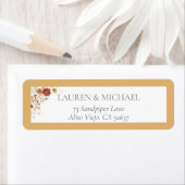 黄エレガント野花ブライダル差出人住所 ラベル (インサイチュ)