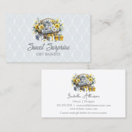 黄エレガント金ゴールド銀ギフトバスケット 名刺