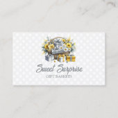 黄エレガント金ゴールド銀ギフトバスケット 名刺 (正面)