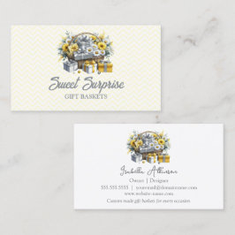 黄エレガント金ゴールド銀ギフトバスケット 名刺