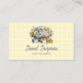 黄エレガント金ゴールド銀ギフトバスケット 名刺 (正面)