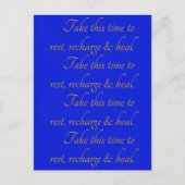 黄エレガント青タイポグラフィタイムレストヒール ポストカード (正面)