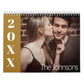 黄エレガント2024モダンファミリーのカスタム写真 カレンダー (カバー)