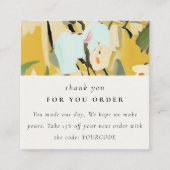 黄オークレー絵を描フローラご注文ありがとう スクエア名刺 (正面)