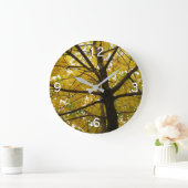 黄カエデ1本秋自然 ラージ壁時計 (ホーム)