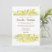 黄カジュアル緑フローラ水結婚色 招待状 (スタンド正面)