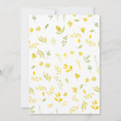 黄カジュアル緑フローラ水結婚色 招待状 (裏面)