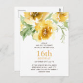 黄カスタマイズフローラ16番誕生日はがき ポストカード (正面/裏面)