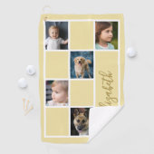 黄カスタムテンプレート家族の写真 ゴルフタオル (インサイチュ)