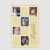 黄カスタムテンプレート家族の写真 ゴルフタオル (正面)