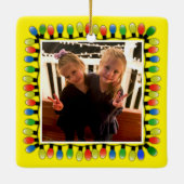 黄カスタム色の両面にパーティーのフォトライト セラミックオーナメント (裏面)