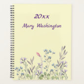 黄カスタム色の山淡い色のの花（名前は年） プランナー手帳 (正面)