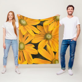 黄カスタム色ヒマワリイメージのイメージグループ フリースブランケット