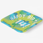 黄カッコいい色ターコイズグリーンカラスプラッシュパーティー ペーパープレート (傾斜あり)