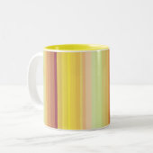 黄カラフルオレンジストライプ色 ツートーンマグカップ (正面左)