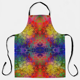 黄カラフル橙紫色モザイク抽象芸術 エプロン