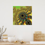 黄カラフル色と金ゴールドフラクタル ポスター (キッチン)