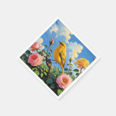 黄カラフル色のかわいらしバラ スタンダードカクテルナプキン (角)