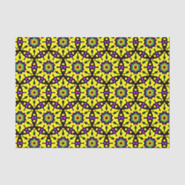 黄カラフル色のステンドグラス曼荼羅の模様 薄葉紙