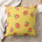 黄カラフル色のピンクのバラ装飾家族 クッション (ブランケット)