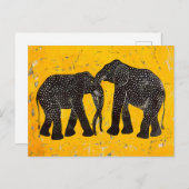 黄カラフル色の背景を持つ象 シーズンポストカード (正面/裏面)